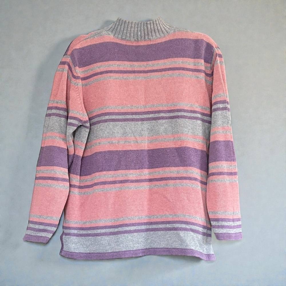 Christopher & Banks Pink and Purple Striped Sweater Turtleneck Y2K Oversized XL